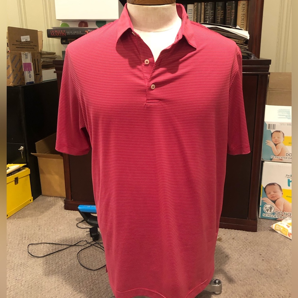 Johnnie-O Original Pocket Polo Shirt Mens XL Red/Blue Striped. EUC